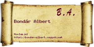 Bondár Albert névjegykártya